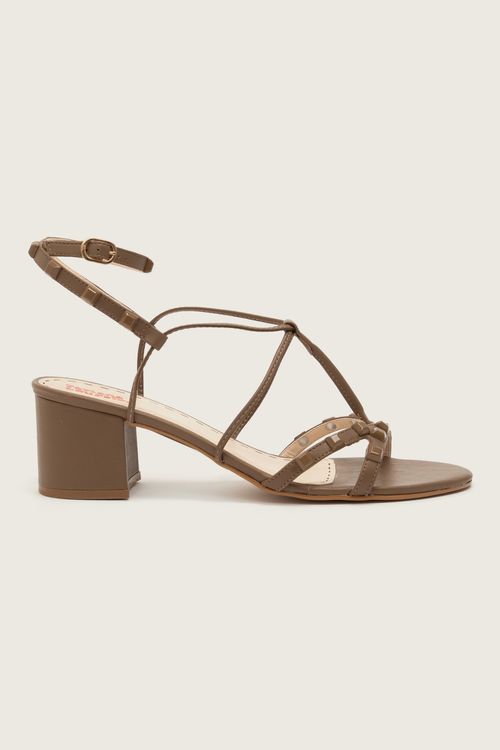 SANDÁLIA GLADIADORA SPIKE SQUARE TAUPE