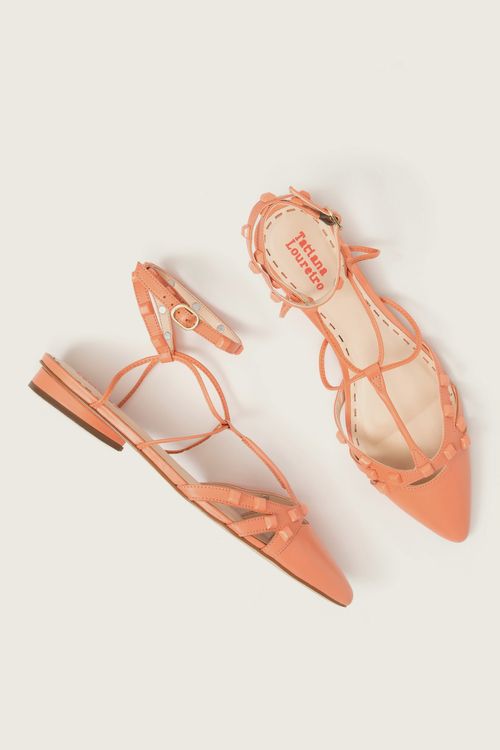 SAPATILHA GLADIADORA SPIKE SQUARE BICO FINO APRICOT
