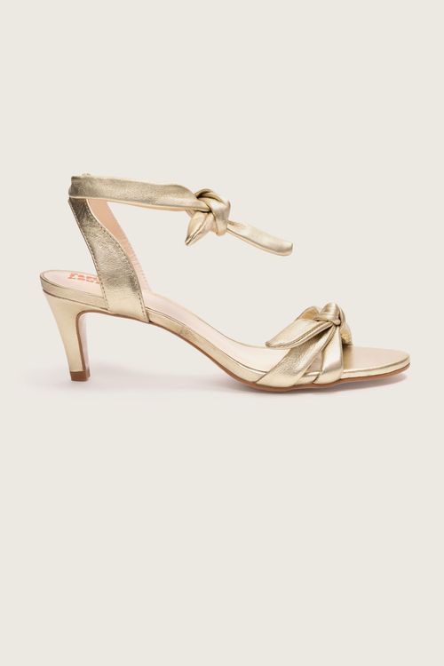SANDÁLIA LACE UP NÓ MESTIÇO NAKED SALTO FINO OURO