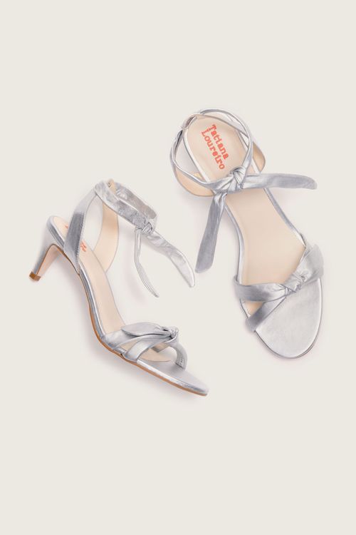 SANDÁLIA LACE UP NÓ MESTIÇO NAKED SALTO FINO PRATA