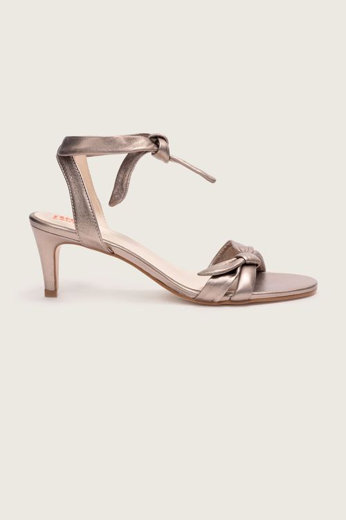 SANDÁLIA LACE UP NÓ MESTIÇO NAKED SALTO FINO PRATA VELHO
