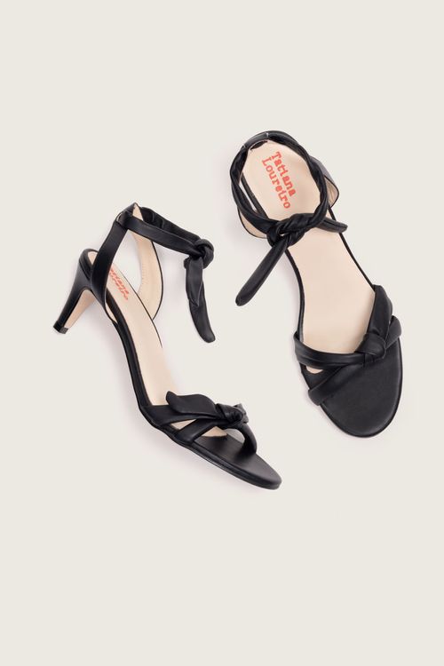 SANDÁLIA LACE UP NÓ MESTIÇO NAKED SALTO FINO  PRETO