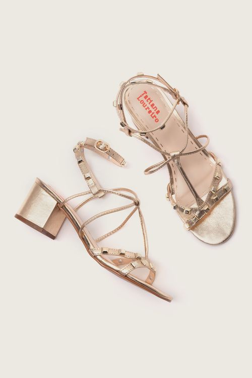 SANDÁLIA GLADIADORA SPIKE SQUARE OURO