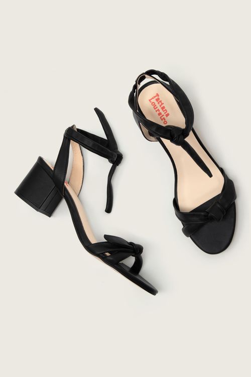 SANDÁLIA LACE UP NÓ MESTIÇO NAKED SALTO BLOCO PRETO