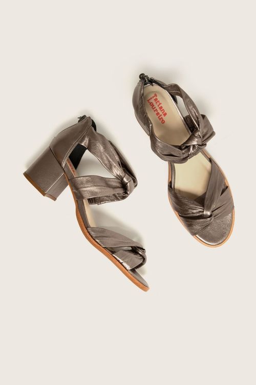 SANDÁLIA NÓ MESTIÇO SALTO BLOCO (PARA PEITO DE PÉ ALTO)  GRAFITE