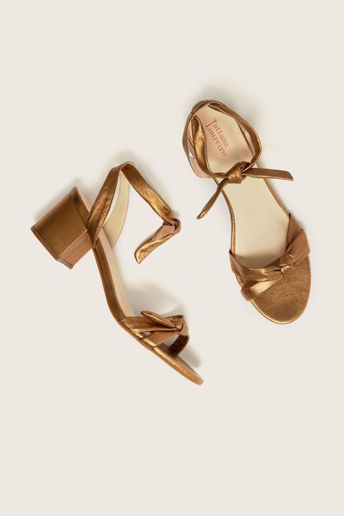 SANDÁLIA LACE UP NÓ MESTIÇO NAKED SALTO BLOCO BRONZE