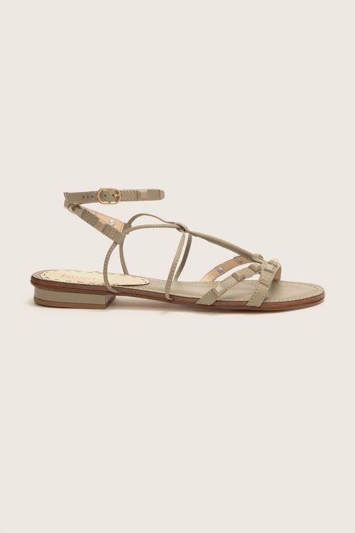 RASTEIRA GLADIADORA SPIKE SQUARE FORRO DE COURO  KHAKI