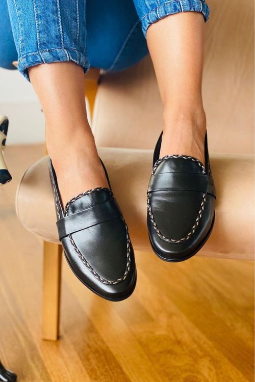 MOCASSIM SOFT FORRO DE COURO PRETO