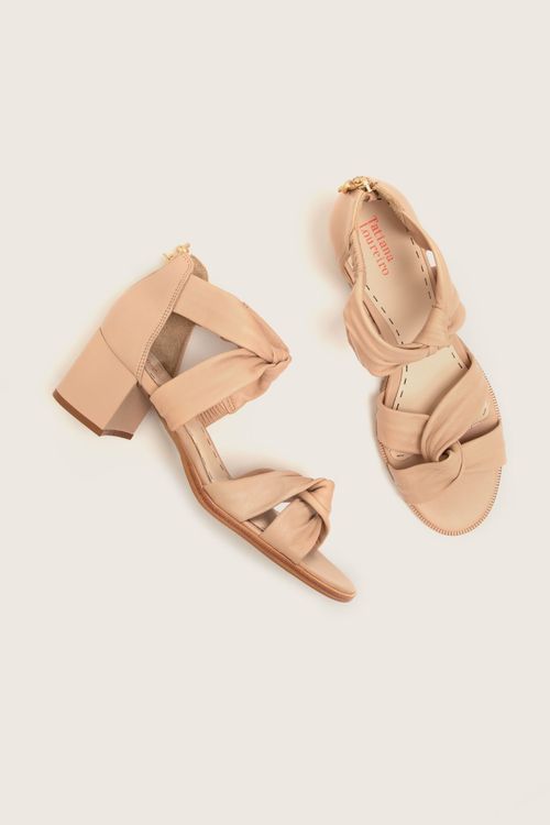 SANDÁLIA NÓ MESTIÇO SALTO BLOCO (PARA PEITO DE PÉ BAIXO) PELE