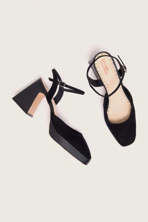 SCARPIN SEVENTIES MEIA PATA NOBUCK PRETO