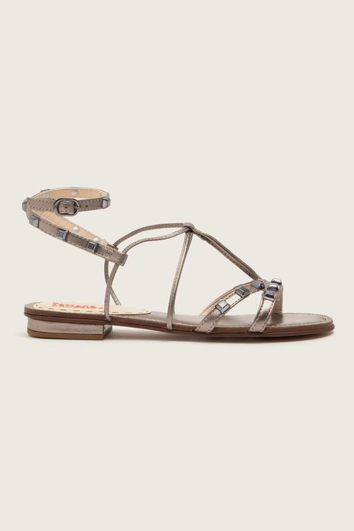 RASTEIRA GLADIADORA SPIKE SQUARE FORRO DE COURO AÇO