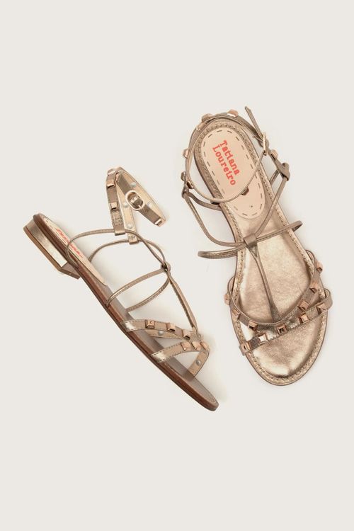 RASTEIRA GLADIADORA SPIKE SQUARE FORRO DE COURO PRATA VELHO