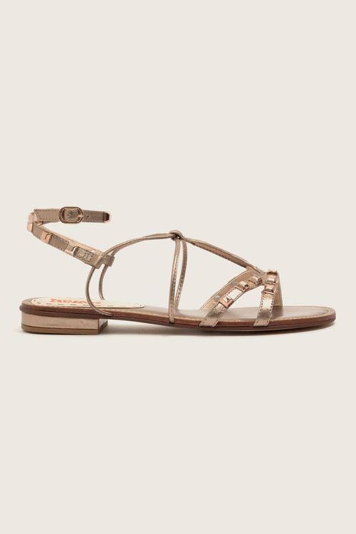 RASTEIRA GLADIADORA SPIKE SQUARE FORRO DE COURO PRATA VELHO