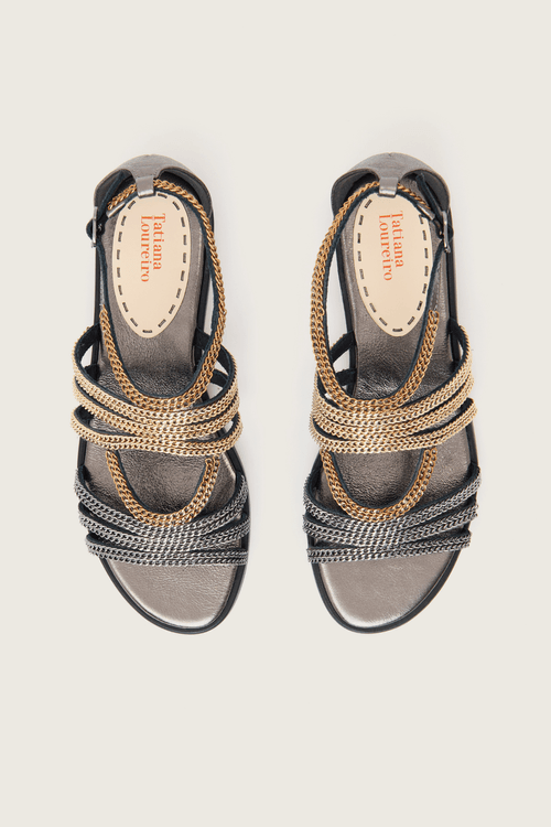 RASTEIRA GLADIADORA METALIC CHAINS CARBONO
