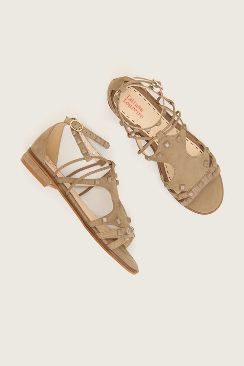 RASTEIRA RECORTES SPIKE SQUARE FORRO DE COURO NOBUCK FENDI