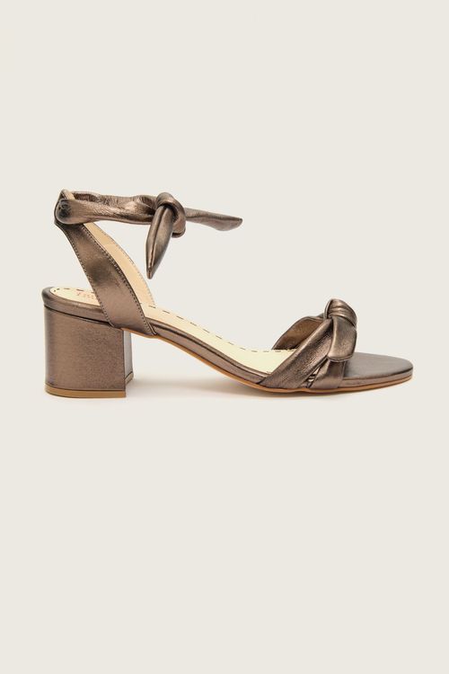 SANDÁLIA LACE UP NÓ MESTIÇO NAKED SALTO BLOCO AÇO