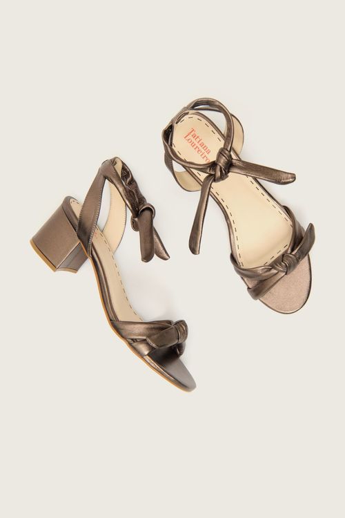 SANDÁLIA LACE UP NÓ MESTIÇO NAKED SALTO BLOCO AÇO