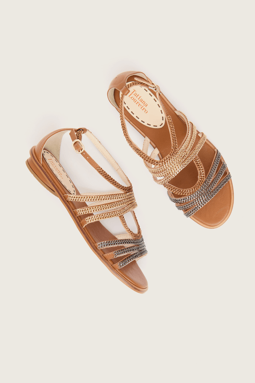 RASTEIRA GLADIADORA METALIC CHAINS CARAMELO