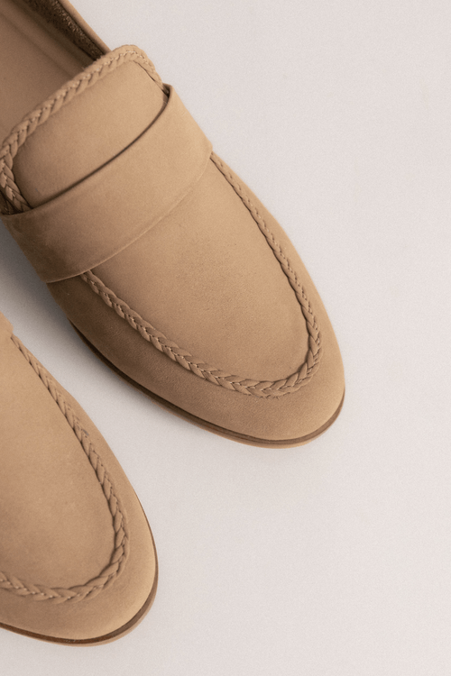 MOCASSIM SOFT FORRO DE COURO NOBUCK TAUPE