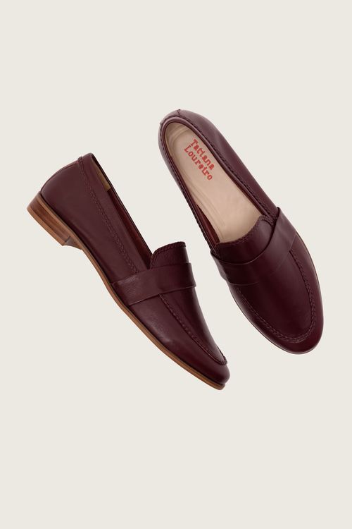 MOCASSIM SOFT FORRO DE COURO MERLOT
