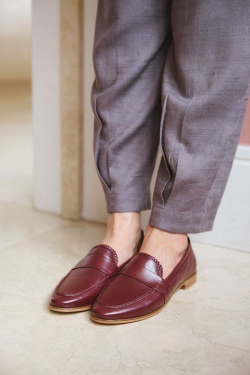 MOCASSIM SOFT FORRO DE COURO MERLOT
