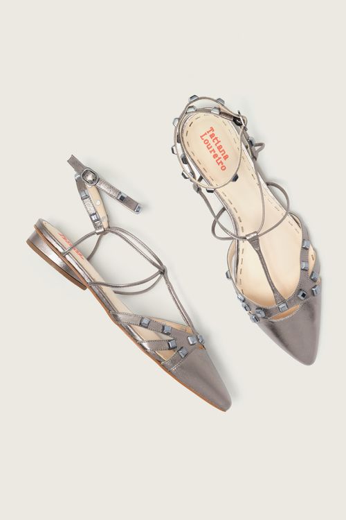 SAPATILHA GLADIADORA SPIKE SQUARE BICO FINO FORRO DE COURO AÇO