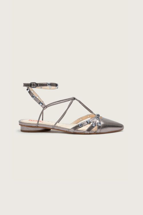 SAPATILHA GLADIADORA SPIKE SQUARE BICO FINO FORRO DE COURO AÇO