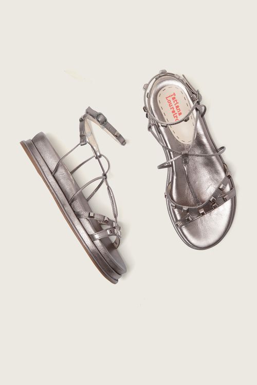PAPETE GLADIADORA SPIKE SQUARE FLATFORM FORRO DE COURO AÇO