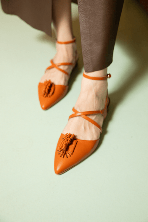 SAPATILHA FRINGE BICO FINO TERRACOTA