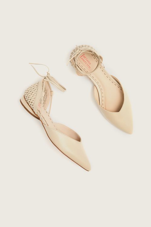 SAPATILHA BICO FINO TRAMAS OFF WHITE