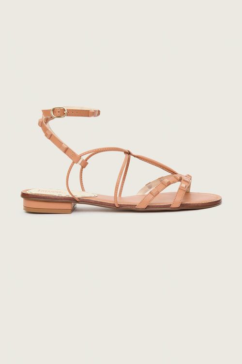 RASTEIRA GLADIADORA SPIKE SQUARE FORRO DE COURO ARGILA