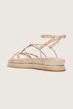 1222C-382 Papete Gladiadora Spike Square Flatform Forro de Couro Taupe Perolado -3-