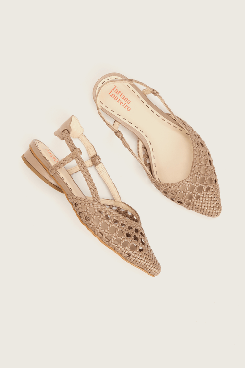 SAPATILHA SLINGBACK TRAMAS NUDE PEROLADO