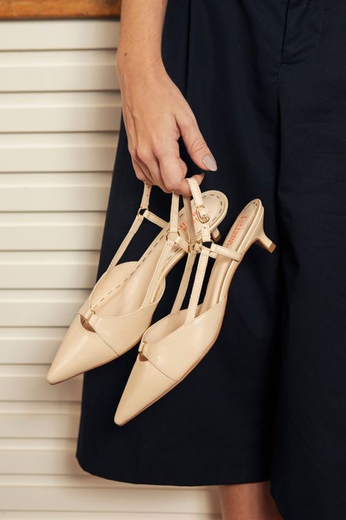 SCARPIN MINI ARGOLA SLINGBACK BAUNILHA
