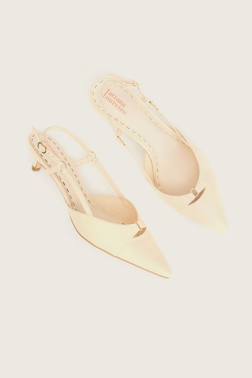 SCARPIN MINI ARGOLA SLINGBACK BAUNILHA