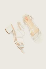 1217C-29 Sandalia Gladiadora Spike Square forro de couro Off White