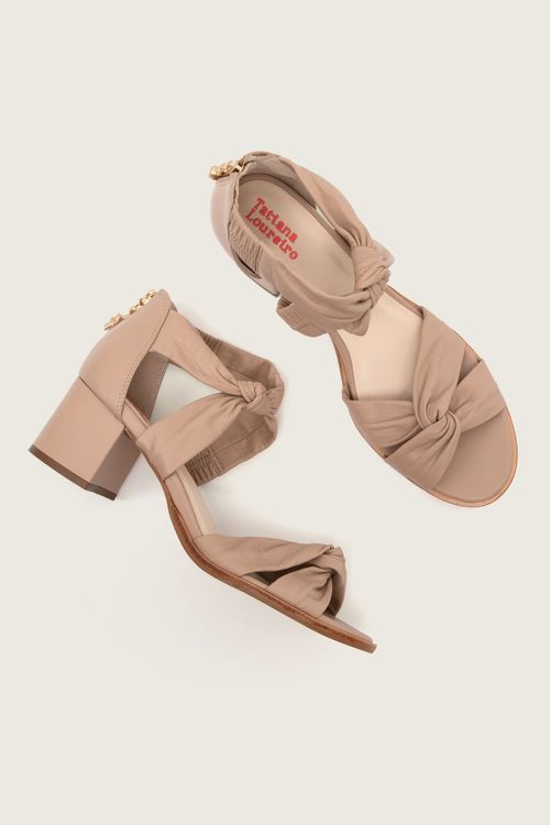 SANDÁLIA NÓ MESTIÇO SALTO BLOCO (PARA PEITO DE PÉ ALTO)  NUDE