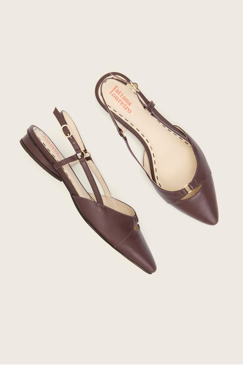 SAPATILHA MINI ARGOLA SLINGBACK MARROM