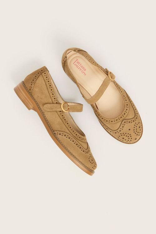 SAPATILHA MARY JANE BROGUE TAUPE