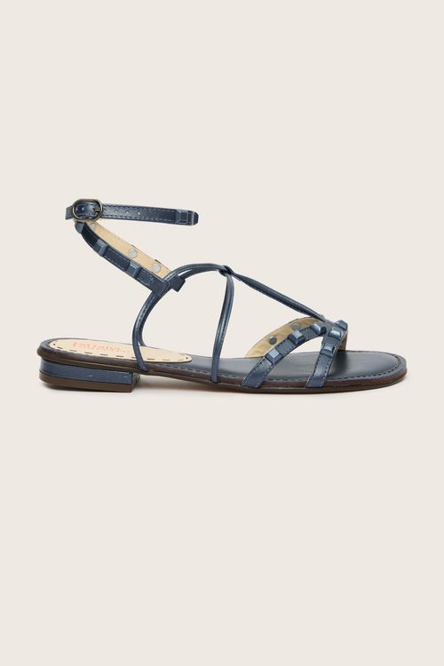 RASTEIRA GLADIADORA SPIKE SQUARE FORRO DE COURO MARINHO PEROLIZADO