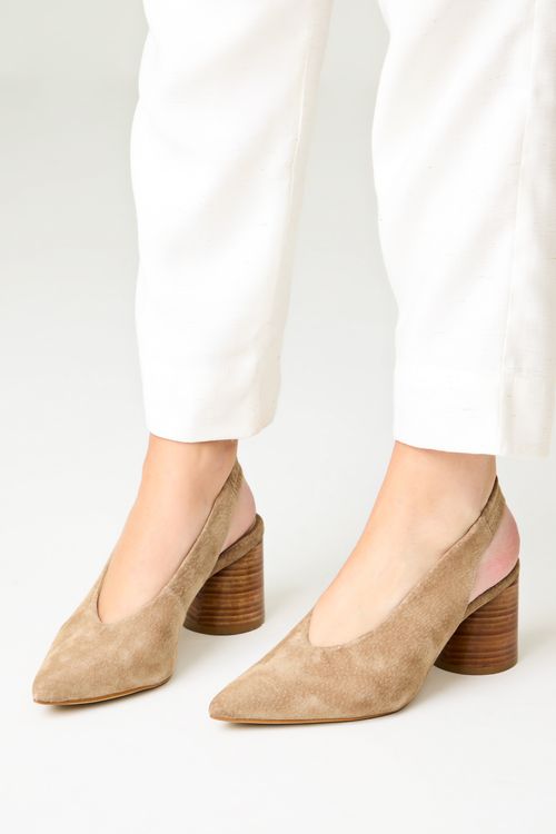 SCARPIN SLINGBACK SALTO CIRCULAR TAUPE