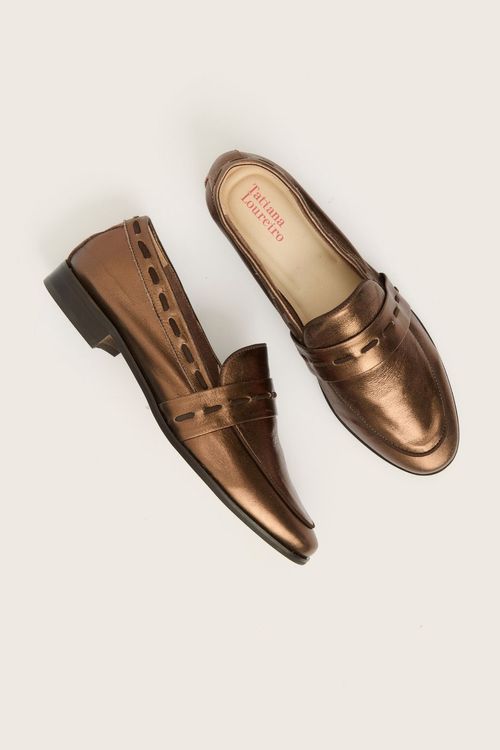 MOCASSIM PASSAFITA SOFT CAFÉ METALIZADO