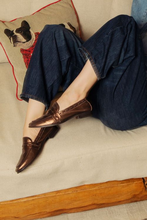 MOCASSIM PASSAFITA SOFT CAFÉ METALIZADO