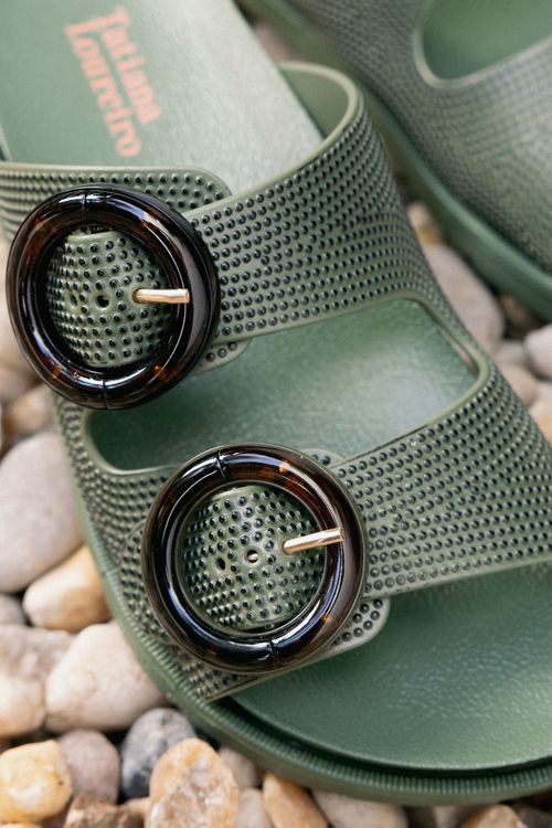 SLIDE ACQUA BOLINHAS VERDE MILITAR / PRETO