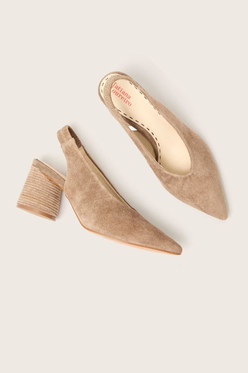 SCARPIN SLINGBACK SALTO CIRCULAR TAUPE