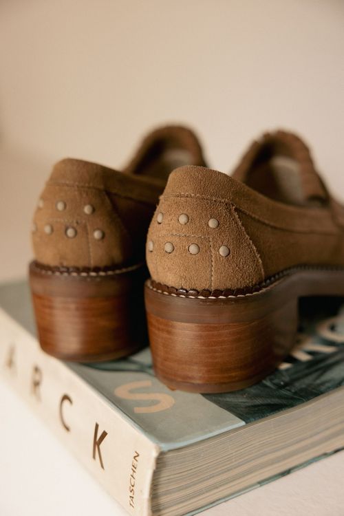 MOCASSIM FRINGE SALTO BLOCO TAUPE