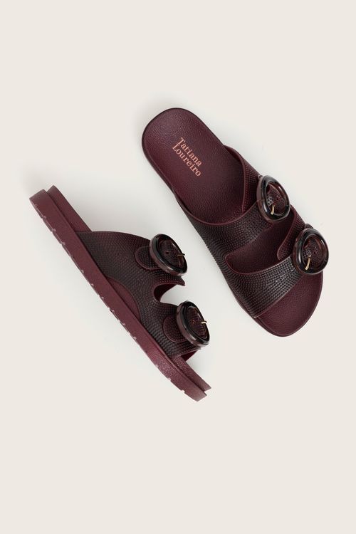 SLIDE ACQUA BOLINHAS BORDÔ / PRETO