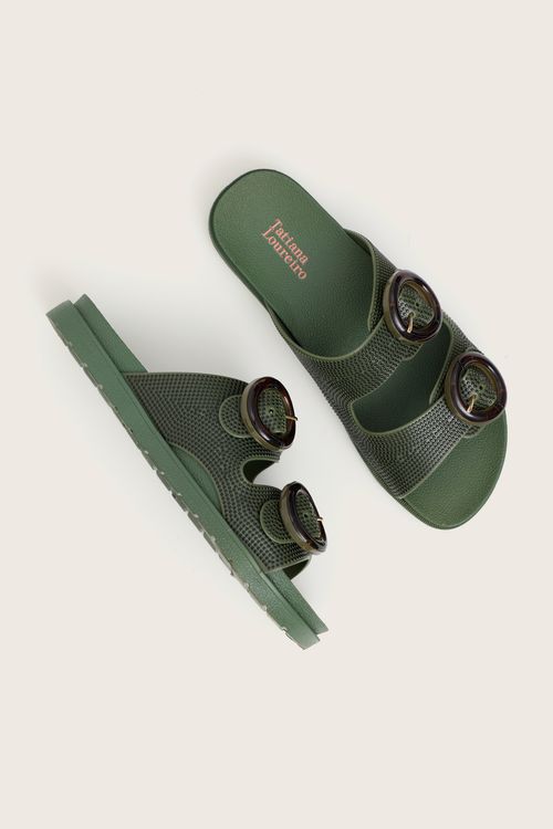 SLIDE ACQUA BOLINHAS VERDE MILITAR / PRETO
