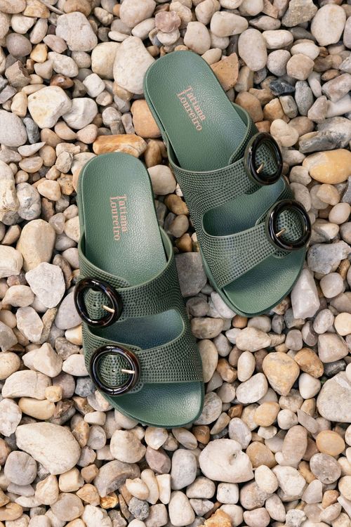 SLIDE ACQUA BOLINHAS VERDE MILITAR / PRETO