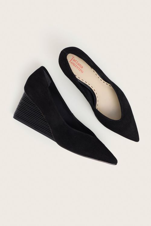 SCARPIN ANABELA DECOTE V PRETO